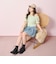 【LTXC】ベルトつきデニムプリーツスカート