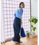 ＜低伸長サイズあり＞別注 紐付きイージータックパンツ/タックデニム