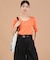 リボン付き 2WAY ワッフル 5分袖Tシャツ