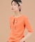 リボン付き 2WAY ワッフル 5分袖Tシャツ
