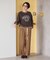 別注 チェック柄 タックワイドパンツ