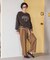 別注 チェック柄 タックワイドパンツ