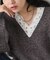 起毛レース Vネックニット