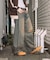 ワイドシルエット カーブ デニムパンツ ダメージ加工