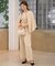 【オケージョンドレス/結婚式/2サイズ展開/SET ITEM/インナー付き/裏地付き】ベルト付きハイウエストスラックス