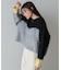 【Bab】ウェーブ配色ショートニットトップス