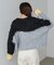 【Bab】ウェーブ配色ショートニットトップス