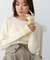 【Bab】【選べるサイズ展開】袖配色クルーネックリブニットトップス