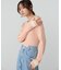 【Bab】【選べるサイズ展開】袖配色クルーネックリブニットトップス