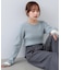 【Bab】【選べるサイズ展開】袖配色クルーネックリブニットトップス