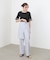 【Bab】シアー使い5分袖リブニットトップス