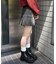 ベルト付デニムプリーツスカパン