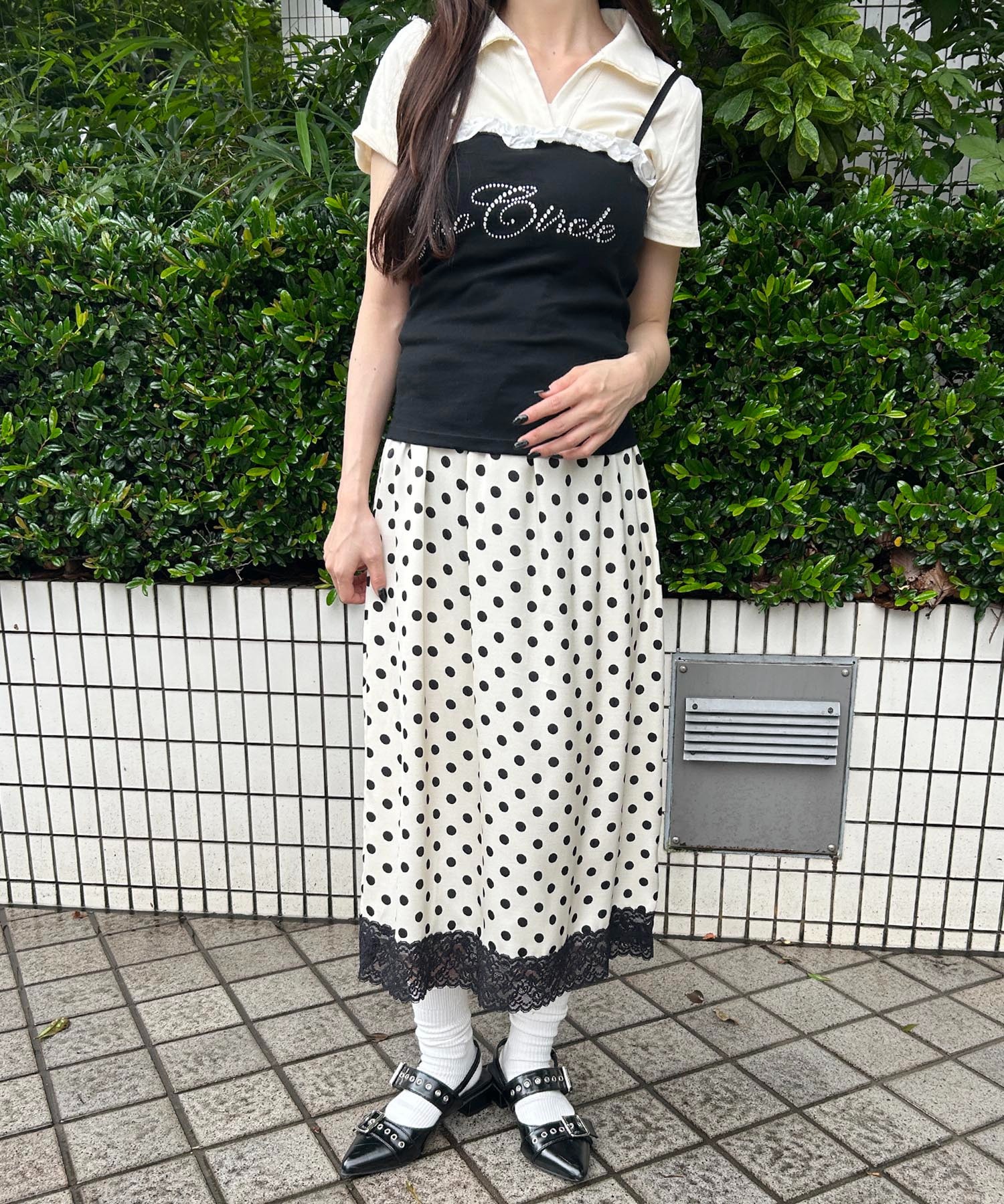 ドットサテンスカート