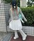 ギャザーフリルリブパンツ