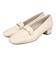 【黒】メタリックラインビットヒールローファー/52301
