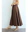 リネンライクウエストリブフレアスカート