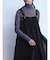 【2サイズ展開】レースアップデザインジャンパースカート（black）