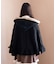 リボン付き裏ボアニットケープ