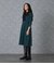 ダイヤ小紋プリント キーネック7分袖ワンピース