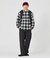 オンブレモノトーンチェック 長袖オープンカラーシャツ