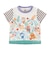 袖ボーダー切替リーフ柄Tシャツ