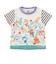 袖ボーダー切替リーフ柄Tシャツ