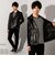 LIUGOO ZERO WASTE 本革 ダブルライダースジャケット メンズ DRY14A