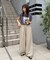 【UNISEX】【プラスサイズあり】ストライプシアサッカーイージーパンツ