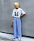 【UNISEX】【プラスサイズあり】ストライプシアサッカーイージーパンツ