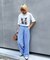 【UNISEX】【プラスサイズあり】ストライプシアサッカーイージーパンツ