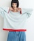 【接触冷感/ドット柄あり】フェイクレイヤードシアースラブ刺繍オーバーTee