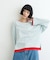 【接触冷感/ドット柄あり】フェイクレイヤードシアースラブ刺繍オーバーTee