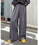 【UNISEX】タックボリュームワイドスラックスパンツ/サイドラインスラックス