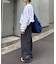 【UNISEX】タックボリュームワイドスラックスパンツ/サイドラインスラックス