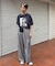 【UNISEX】タックボリュームワイドスラックスパンツ/サイドラインスラックス