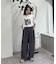 【UNISEX】タックボリュームワイドスラックスパンツ/サイドラインスラックス