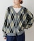 【GEVACO】アーガイル柄シャギーニットカーデ