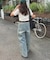 【新色追加/ユニセックス】オーバーダイタックデニムワイドパンツ