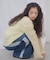 【umm.】前リボンモヘアライクルーズニット