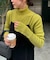 リブ袖口ボタンタートル