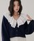 コットンレース使い衿フリルニット《WEB限定カラーあり》