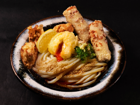 天然大虾天妇罗盖饭自制乌冬面白狐