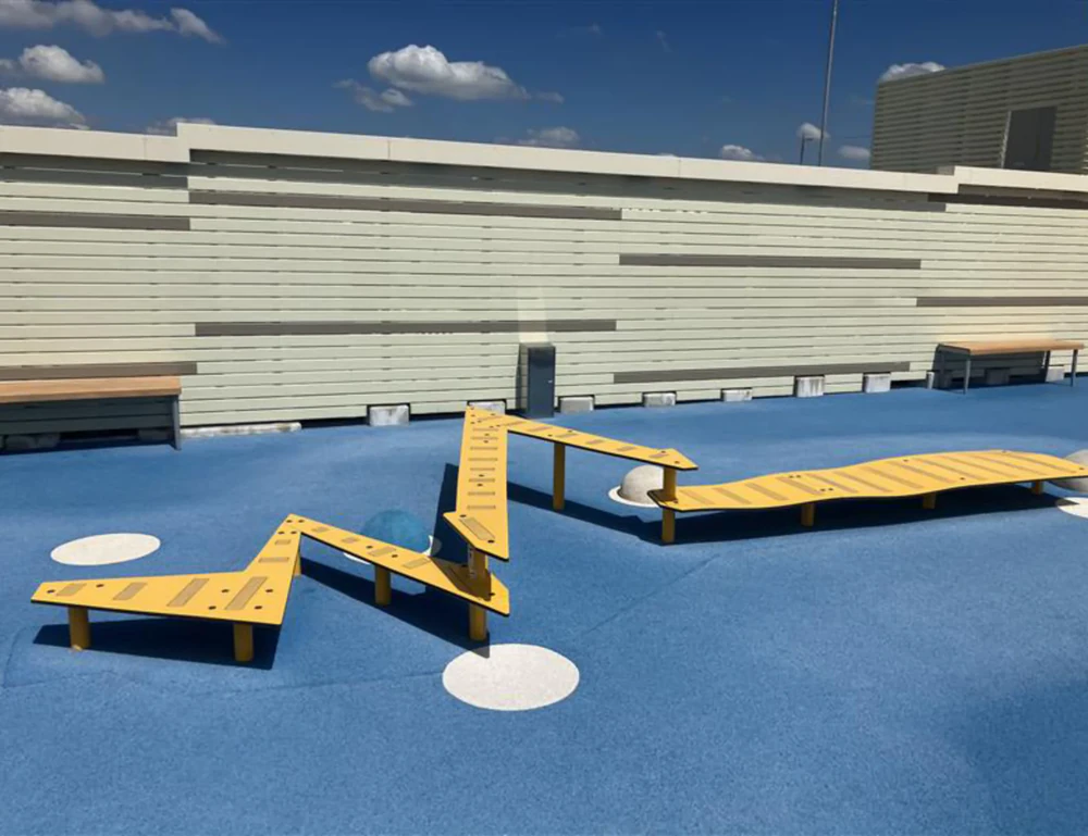 Yellow zigzag balance beam