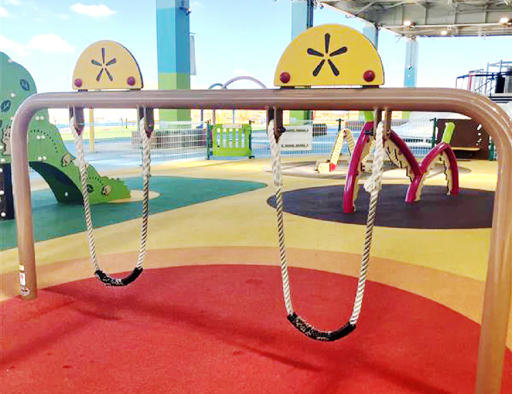 Bench-type swing with safety belt