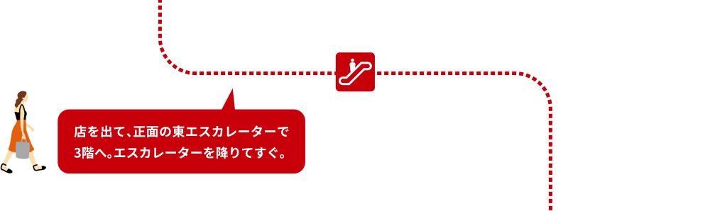 Leave the store and take the east escalator in front of you to the 3rd floor. It is right after you get off the escalator.