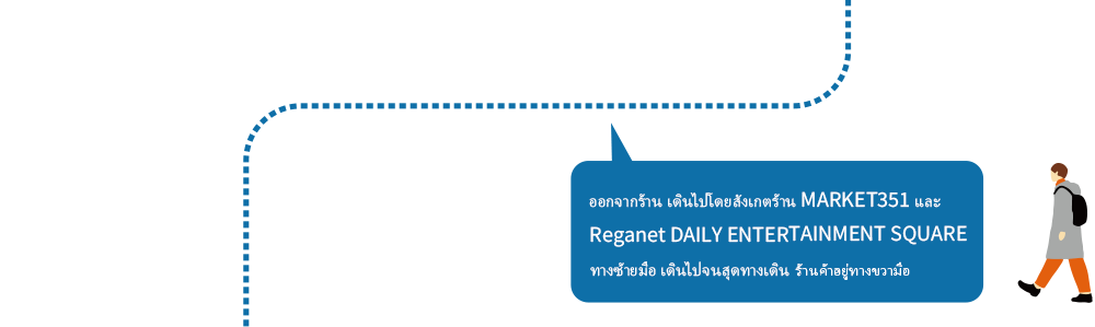MARKET 351 และ Reganet DAILY ENTERTAINMENT SQUARE ทางซ้ายมือ เดินไปจนสุินไปจนสุดทางเดินร้านพ้า