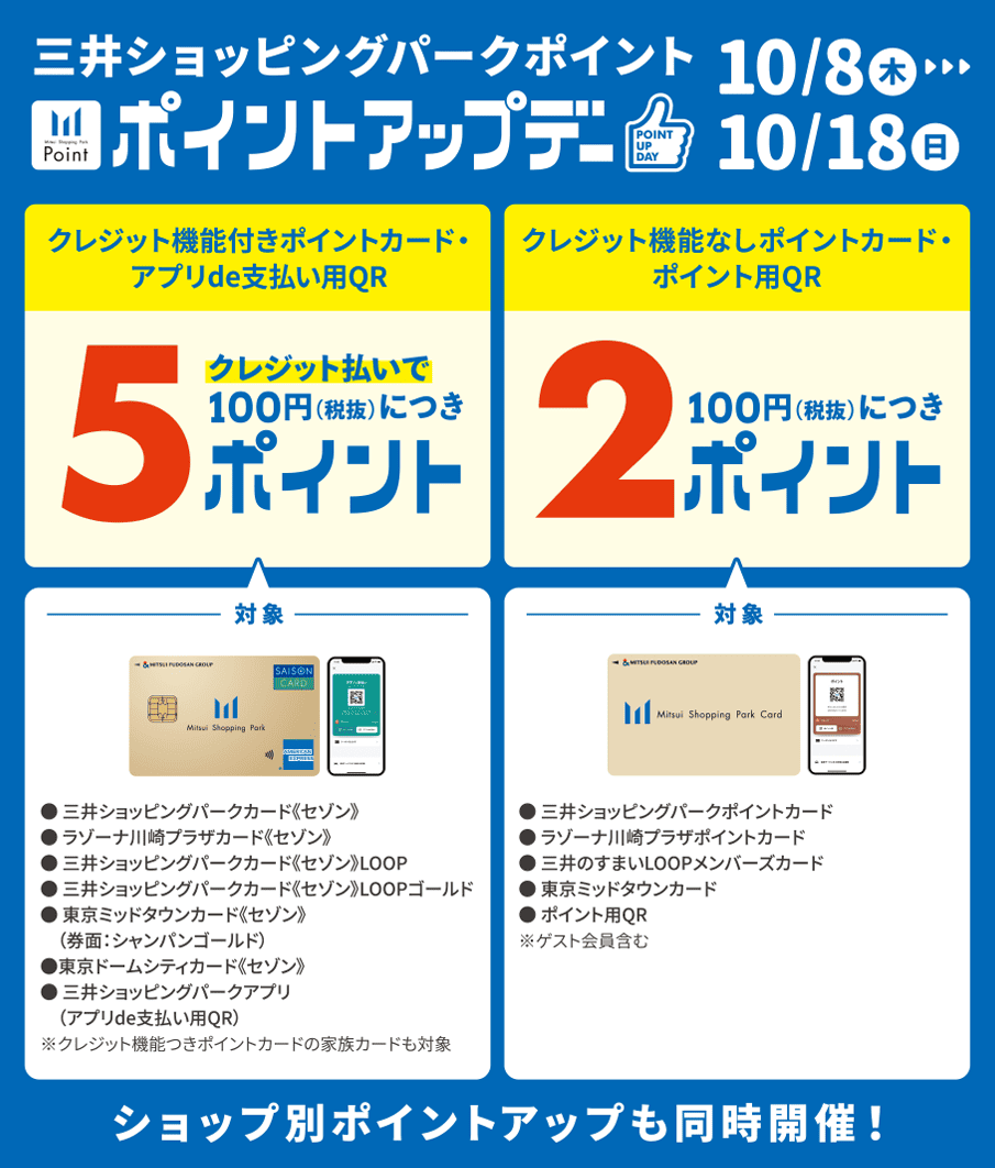 ポイントアップデー 10/8 ▶ 10/18