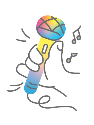 Illustration of a hand holding a microphone