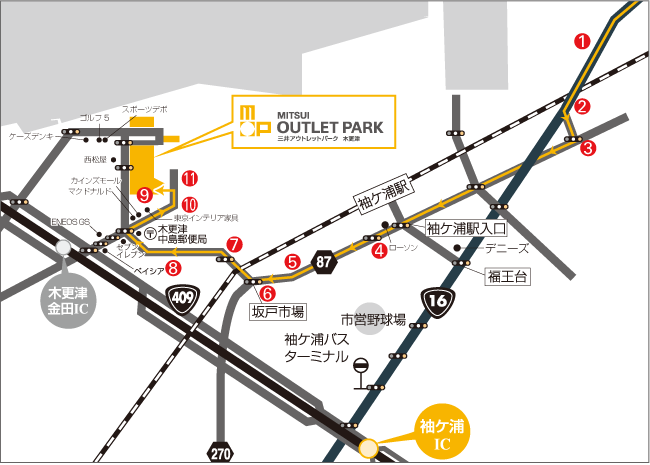千葉・市原方面(国道16号線)からのルート