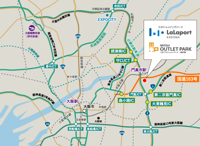 三井アウトレットパーク大阪門真 広域地図